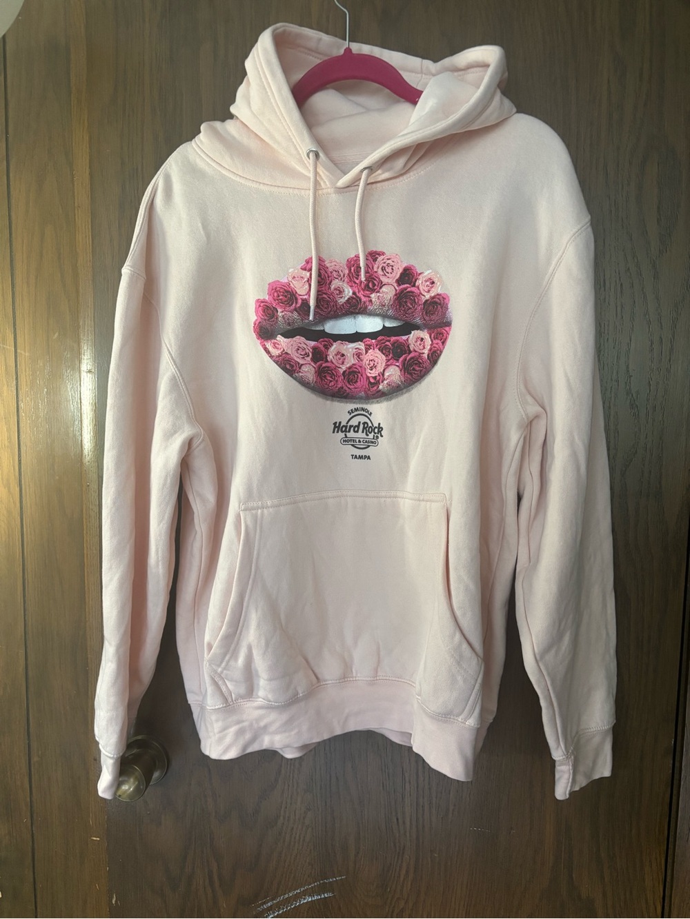 Hard Rock Cafe Hooded Sweatshirt Lips Roses Pink Tampa Florida